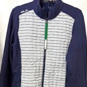 RLX Ralph Lauren long sleeved navy with white/navy zip front NWT Size M